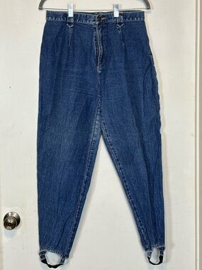 Vintage 80's-90's. Liz Wears. Stirrup Jeans Size 14 Petite Blue Denim
